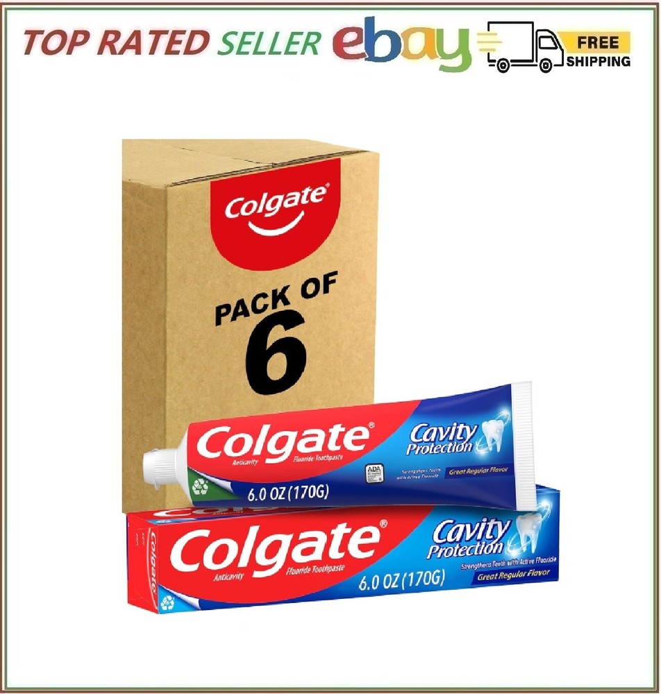 6-Pack Colgate Regular Cavity Protection Toothpaste with Fluoride, White 6 oz
