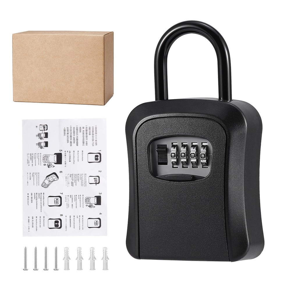 Key Safe 4-Digit Combination Lock Box Wall Mount Storage Safe Security Outdoor