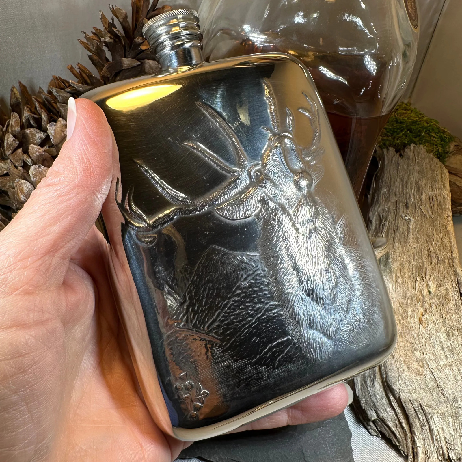 Stag Pewter Hip Flask Hunting Hunter Whisky Lover Mens Gifts