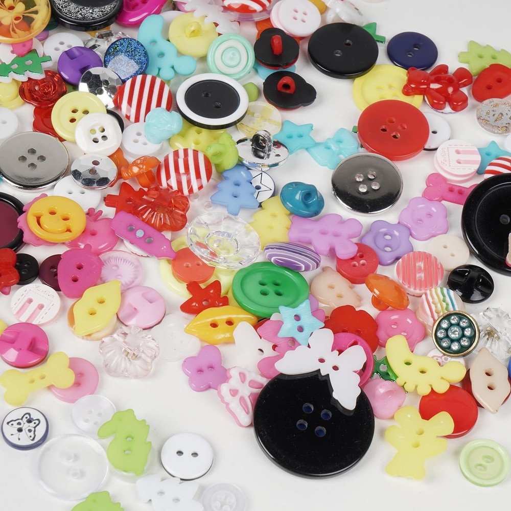 Chenkou Craft Random 100pcs Small Plastic Buttons DIY Sewing Craft Accessory ...