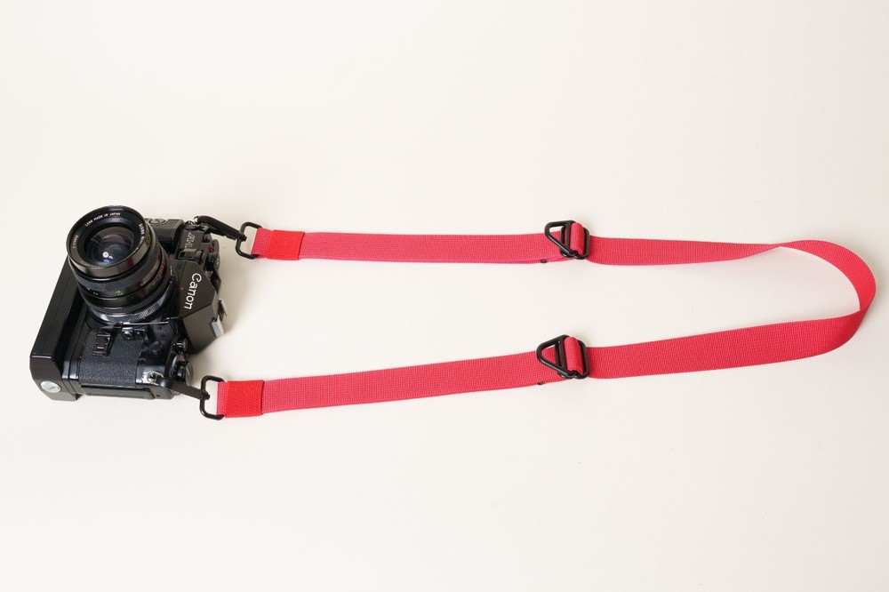Dual Adjustable Red Camera Strap w/ D-Mount Hooks Handmade Custom