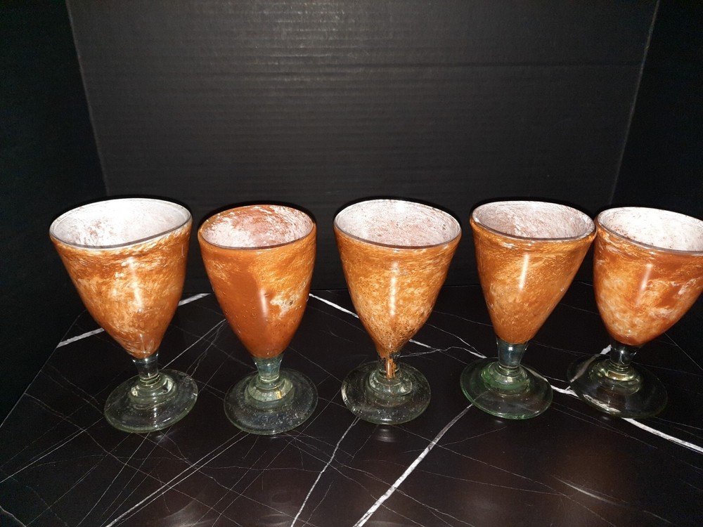 Hand Blown Glass Pitcher And Goblets