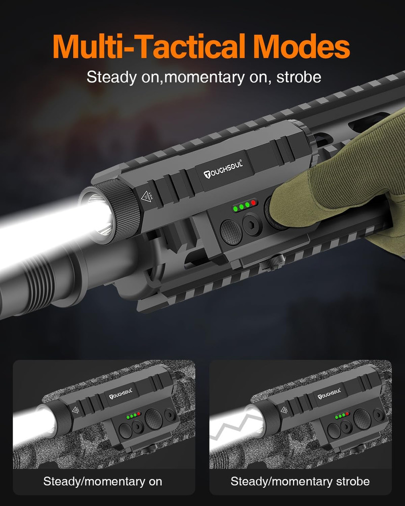 LED Tactical Flashlight 2400 Lumen with Momentary Strobe Function and Battery