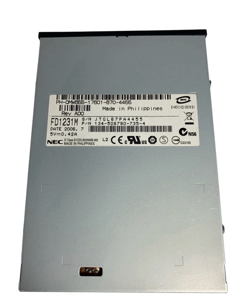 NEC FD1231M Black 3.5" 1.44MB Floppy Drive for Desktop Computers