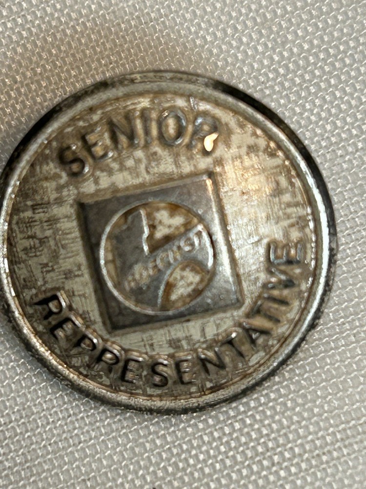 Hoechst Pharmaceuticals Senior Representative Button Silver Toned Waterbury