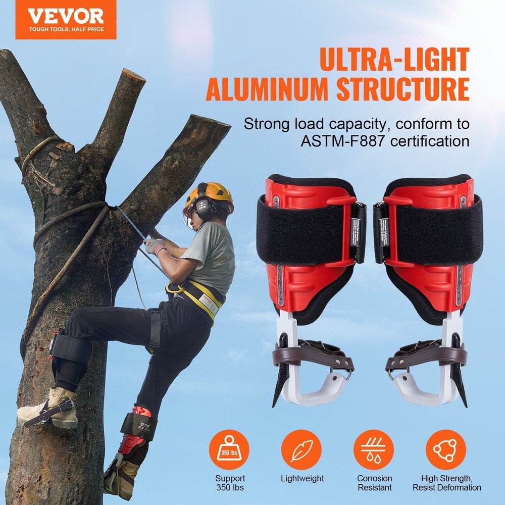 Secure Fit Tree Climbing Spurs TPU & Nylon Straps Red