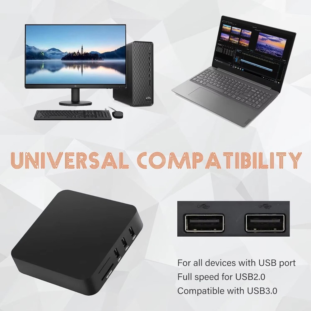 6IN1 Card Reader USB 2.0 Micro SD TF CF M2 MS XD Adapter for Laptop PC Computer