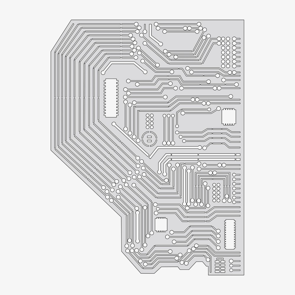 Circuit Board #1 - Reusable Airbrush Stencil Template
