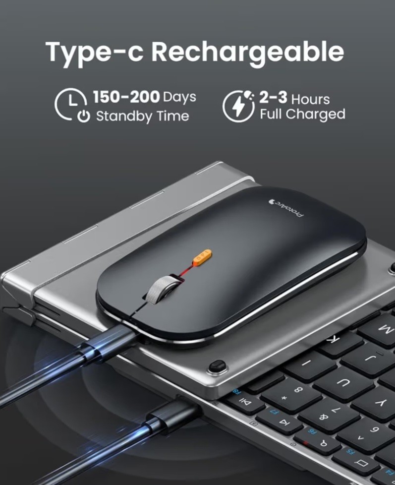 ProtoArc Foldable Keyboard and Mouse, XKM01 Folding Wireless Keyboard Mouse