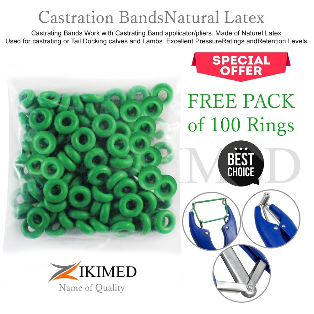 Elastrator Castration Blue Plastic Handle Pliers & Free 100 pcs Rubber Ring Bag