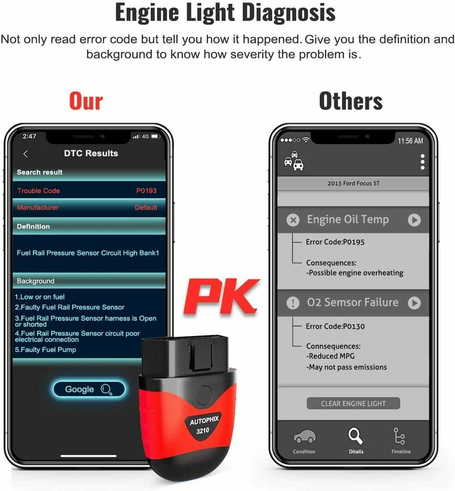 AUTOPHIX 3210 Bluetooth OBD2 Scanner for iPhone iPad & Android Fault Code Reader