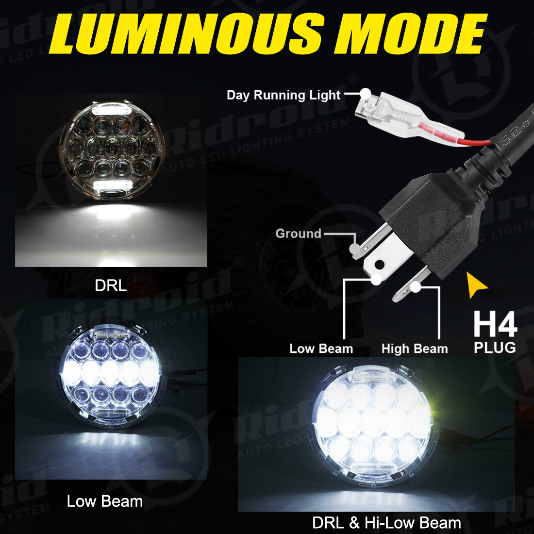 7" inch LED DRL Headlight + Passing Lights For Harley Davidson Touring Road King