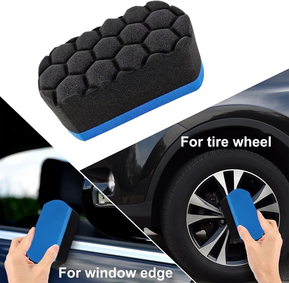 2 PCS , Easy Grip Hex Logic Tire Shine Dressing Applicator Sponge, Universal ...