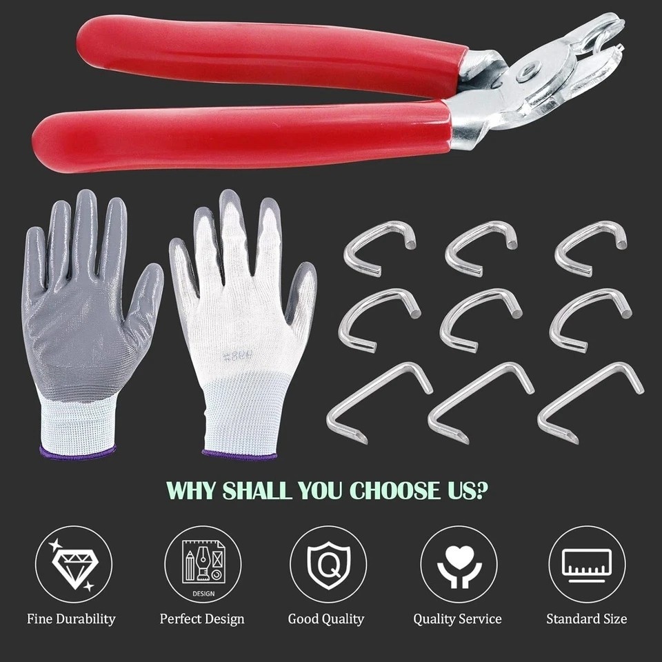 Keadic Angled Head Hog Ring Pliers & 360 Pieces Galvanized Hog Rings, Profession