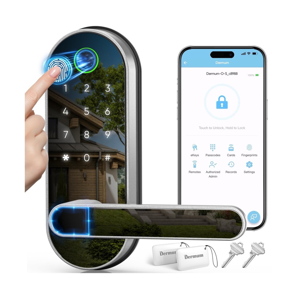 Keyless Entry Fingerprint Digital Smart Lock with Handle & Keypad: ... Fast Ship