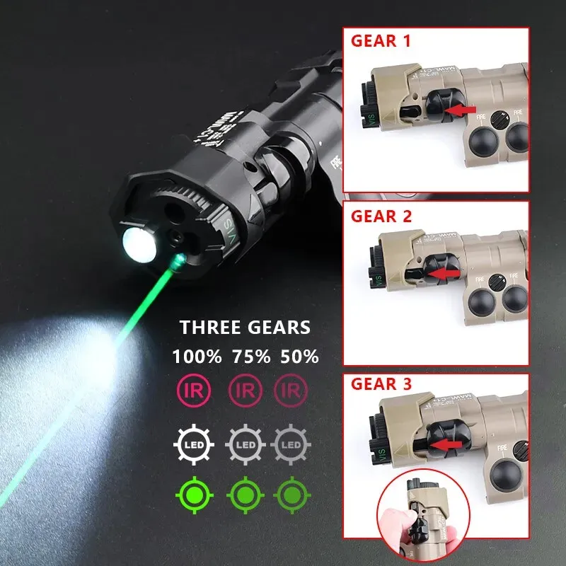 WADSN MAWL C1+ Laser Red Green IR Laser Sight White LED Strobe Flashlight