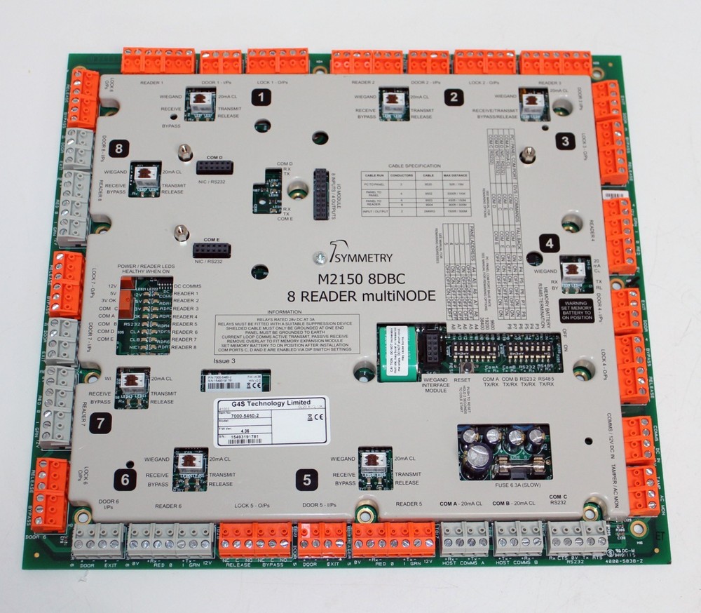 AMAG SYMMETRY M2150-8DBC 8 Reader multiNODE Door Controller Board