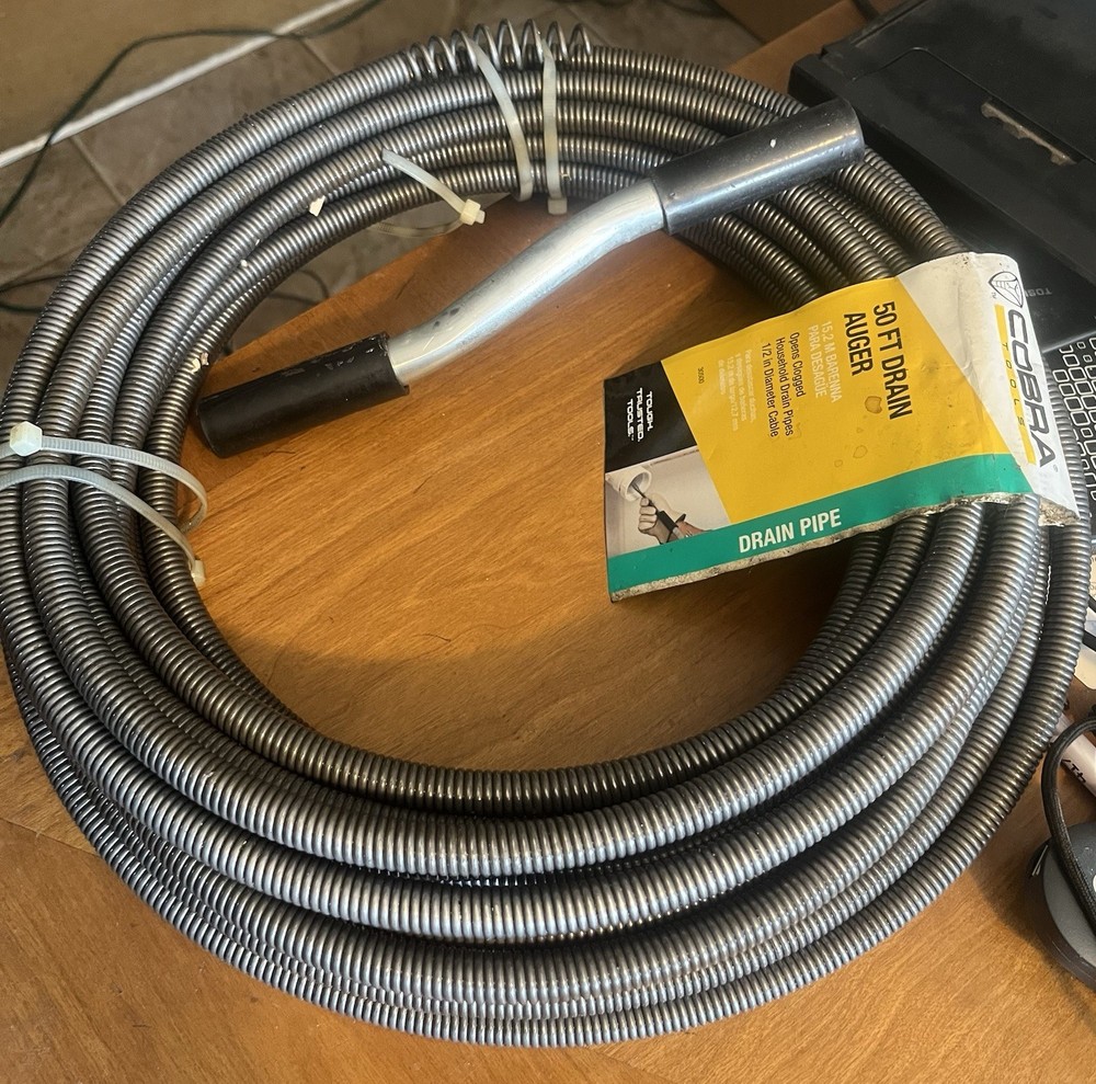 Cobra Tools - 50 FT Drain Auger - 1/2 in Diameter Cable - Opens Clogged Pipes