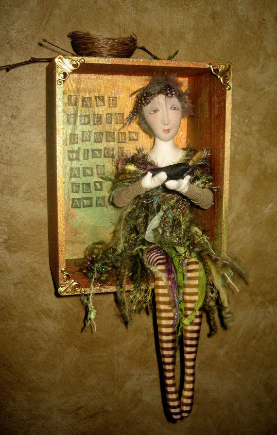 Cloth Art Doll Pattern Class Tutorial "Blackbird" By Cindee Moyer