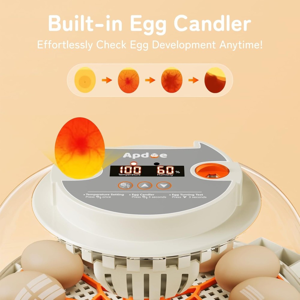 Egg Incubator with Temperature and Humidity Control, Automatic Egg Turner