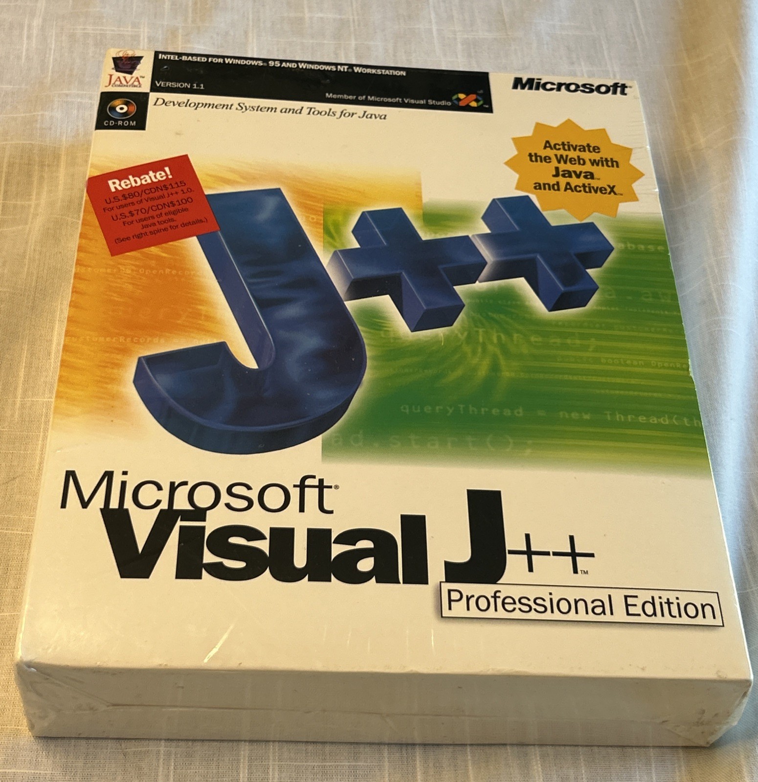 Microsoft Visual J++ Professional Edition Big Box Software CD-ROM-Factory Sealed