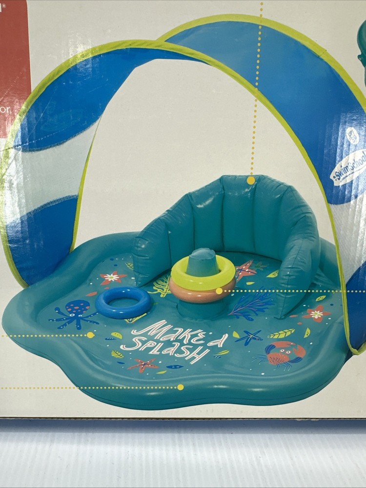 Stack N' Play Teal Inflatable Splash Mat with Removable Canopy 28" By SwimSchool