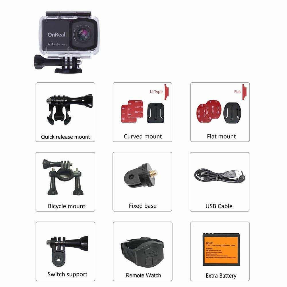 OnReal Native 4K Waterproof Action Camera w/ Image Stabilization & 2.45" LCD