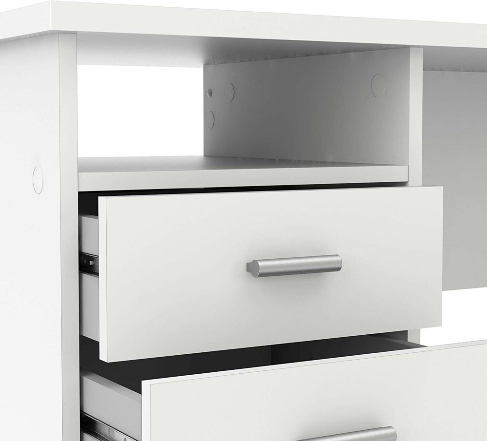44 in. Rectangular White 4 Drawer Writing Desk with Built-In Storage NEW