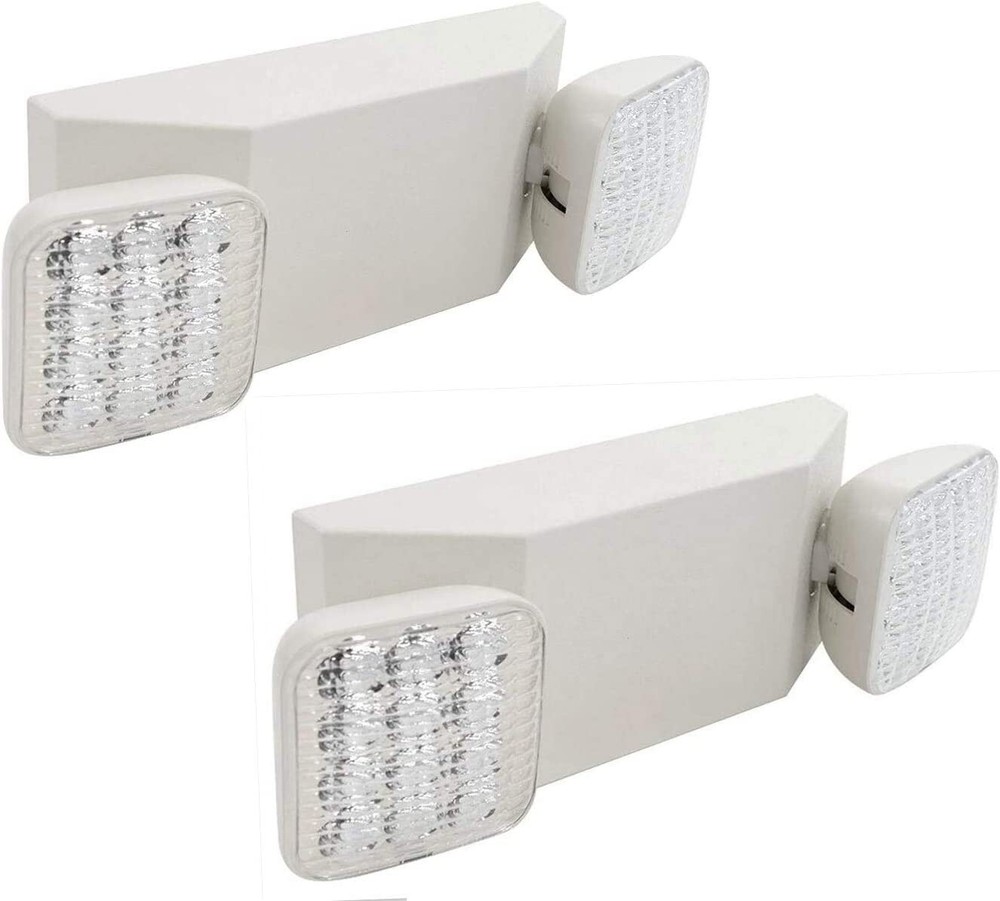 2 Pack LED Emergency Exit Light Adjustable 2 Head With Battery Back-up UL 924