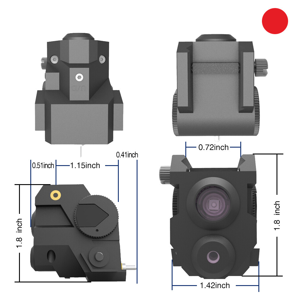 Laspur Mini Sub Compact Red Laser Sight with Flashlight Combo for Pistol