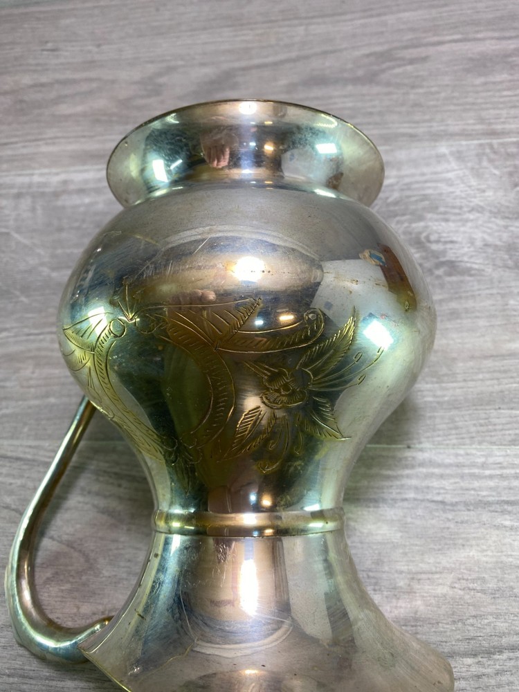 large Pitcher jug silver plate on brass
