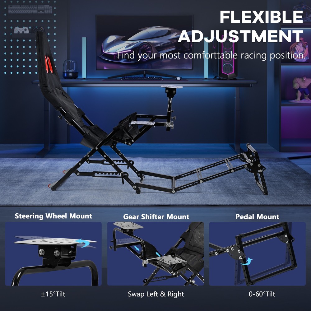 Supllueer Foldable Racing Simulator Cockpit Fits Logitech G920 Moza Thrustmaster