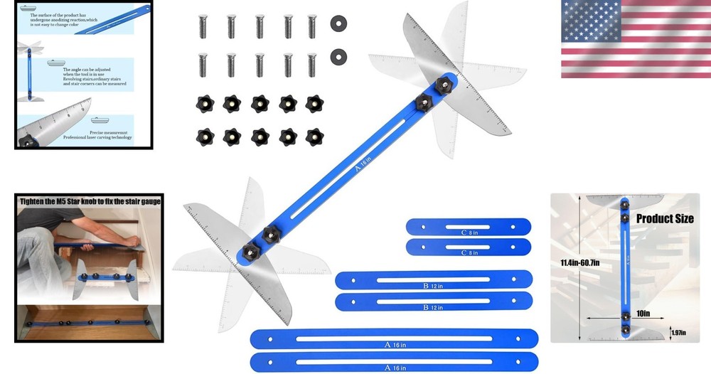 Versatile Stair Tread Measuring Tool - 0-30° Angle Adjustable and Easy to Use
