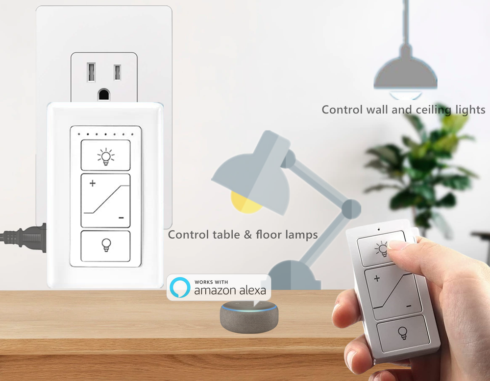 Smart Plug in Outlet Dimmer with Remote Voice Control Bluetooth Work with Alexa