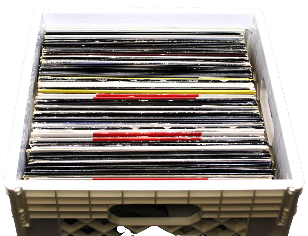 12"/LP Vinyl Record White Plastic Case Foldable-Road/Storage Stackable(80 vinyl)