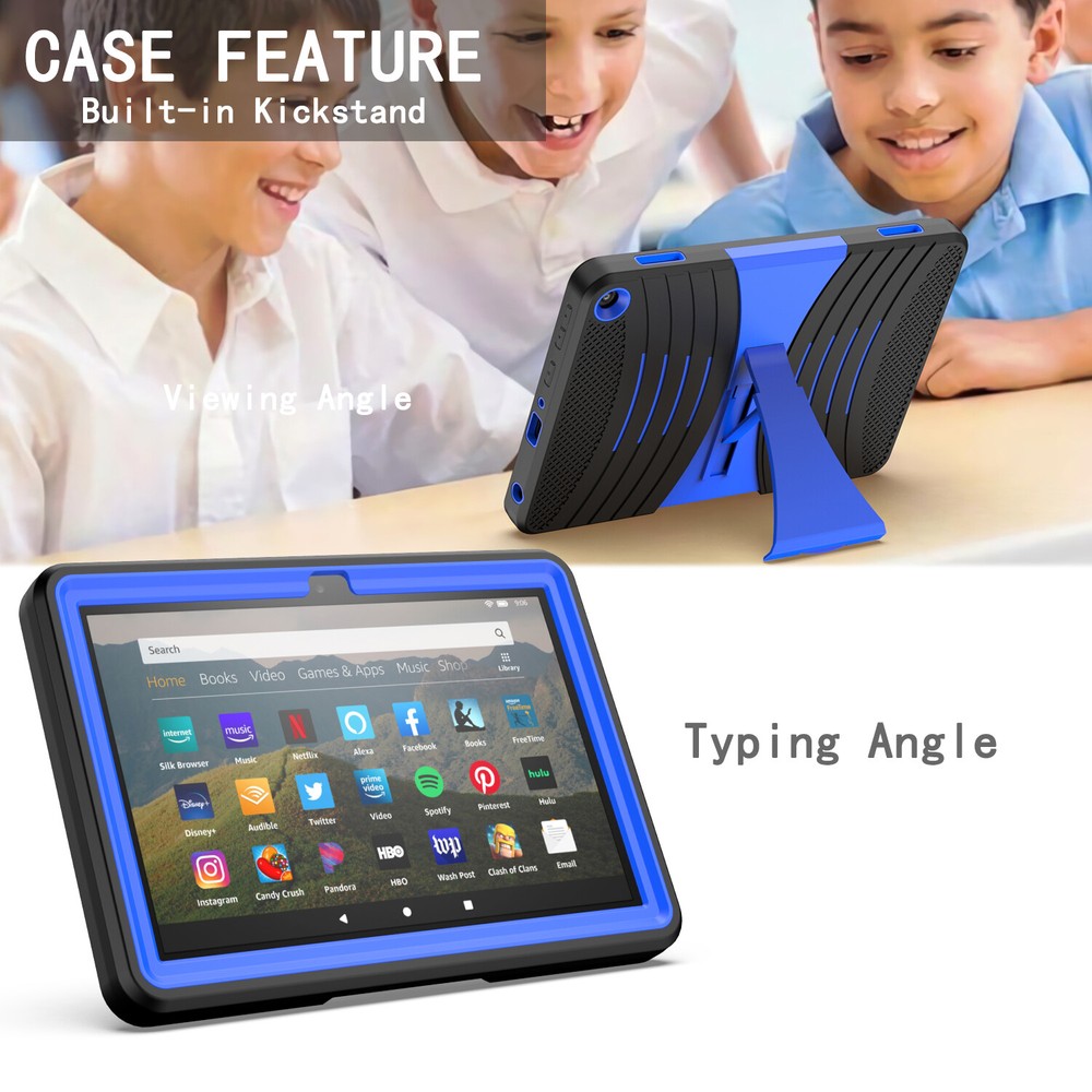 For Amazon Fire HD 8 Case 2022Release 12th Gen Shockproof Rubber Stand Hard Case