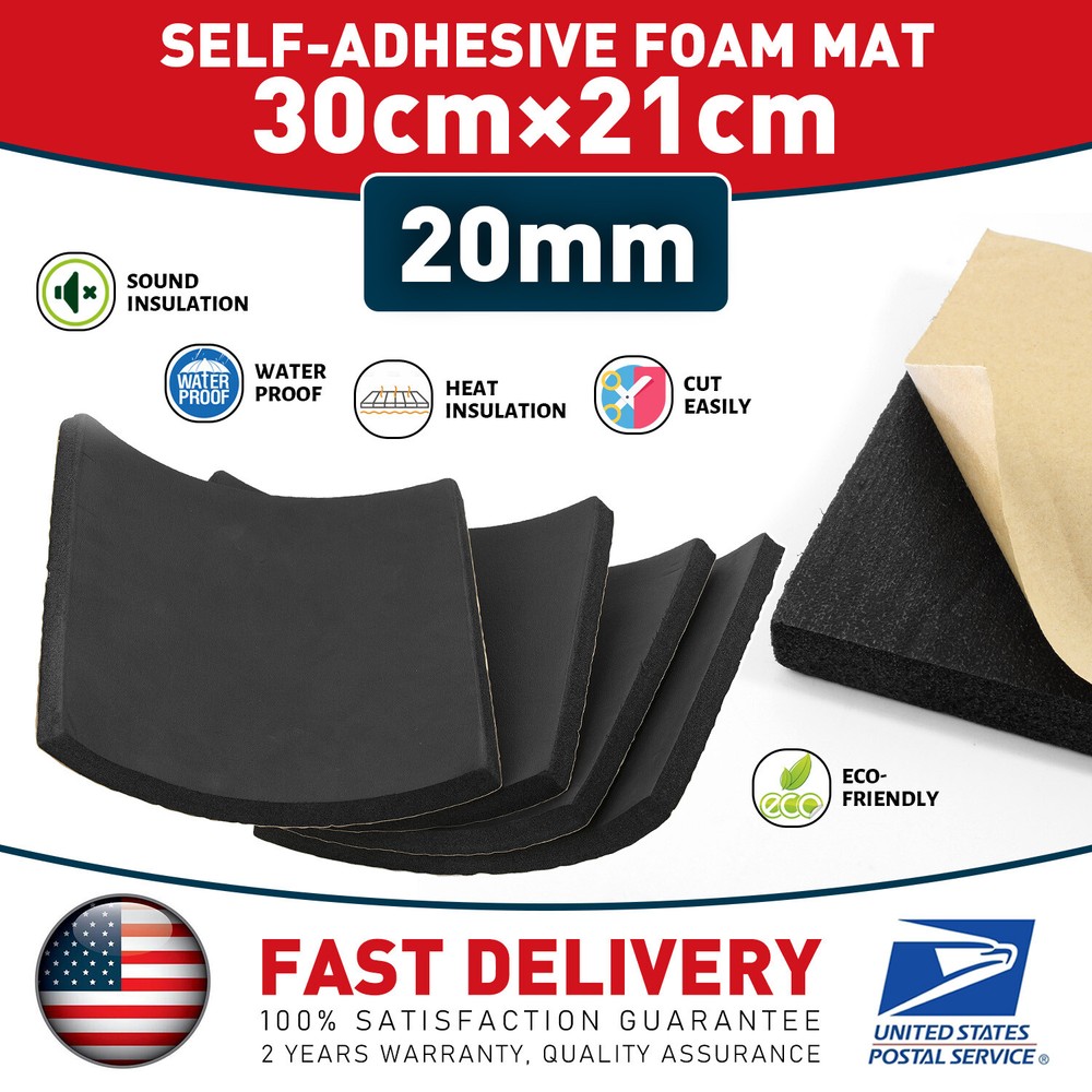 4Sheets 2CM Thickness Adhesive Backed Foam Rubber Sheet Padding Insulation pad
