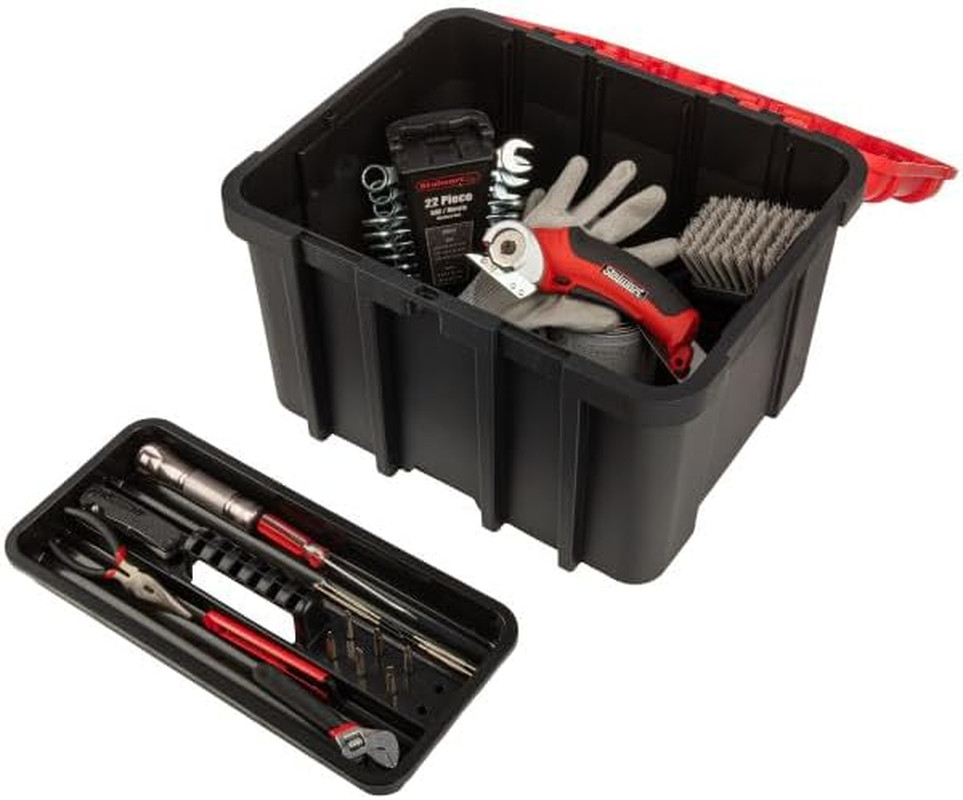 Plastic Tool Box Organizer - 18.7” Extra Large Portable Toolbox with Removable T