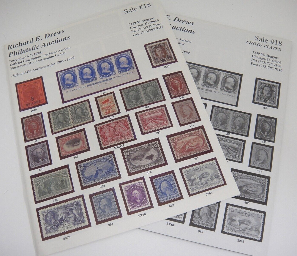 Richard Drews Stamp Auction Catalog 1998 Evans Collection of 1¢ Blue Issues EFOs