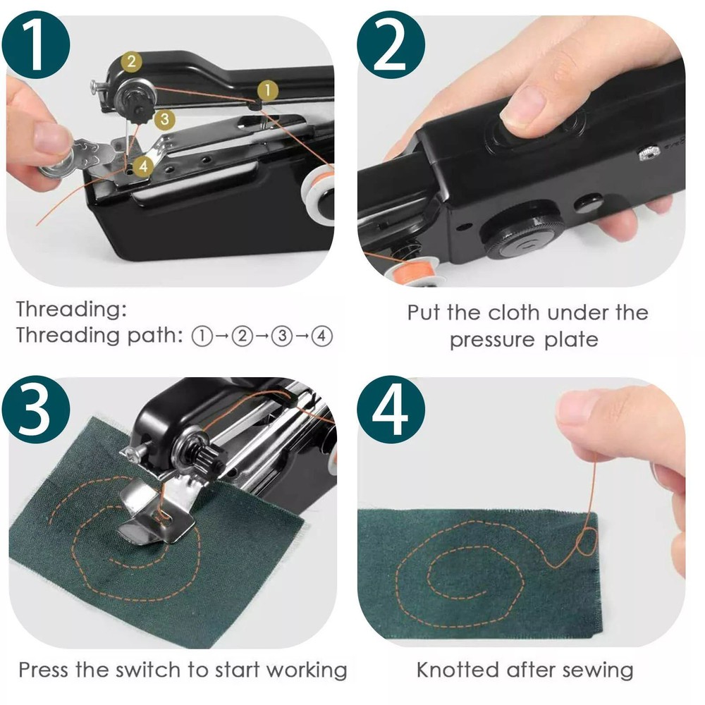 1Pc Handheld Mini Sewing Machine Stitch Electric Compact Tool w/ Sewing Kit