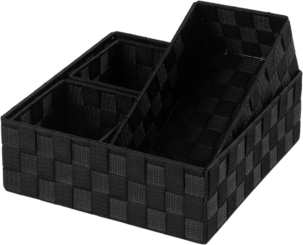 Small Black Baskets Cube Bin Container Tote,Woven Storage Baskets Organizing