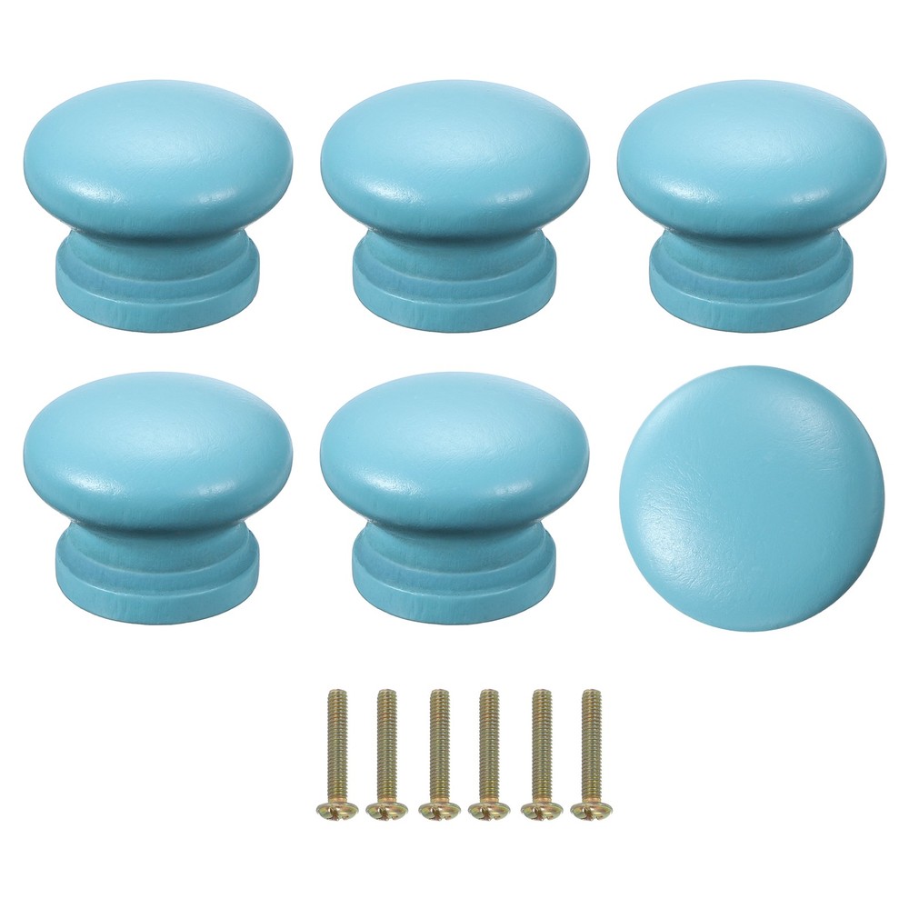 6Pcs Drawer Knobs, Round Dresser with Screw, Blue