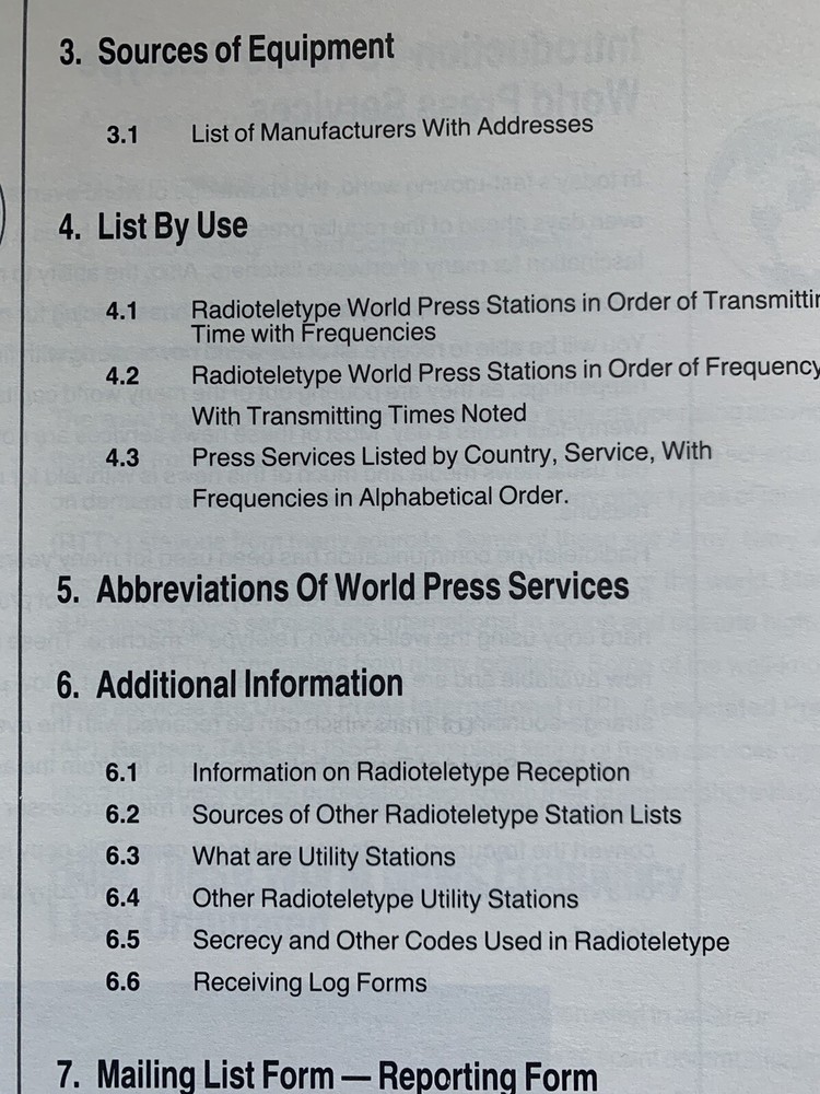 WORLD PRESS SERVICES FREQUENCIES HANDBOOK