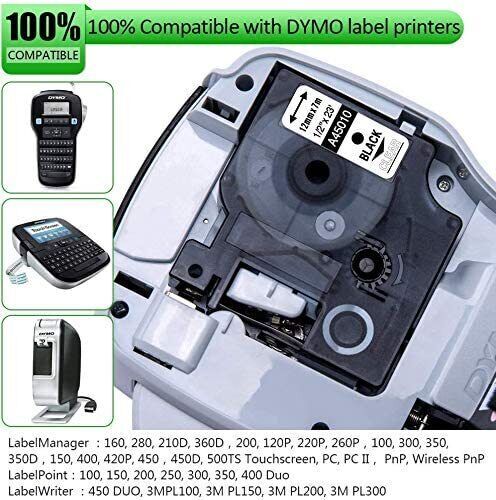 6PK Dymo D1 45013 45010 Label Tape for DYMO LabelManager 280 350 420P 450 Duo