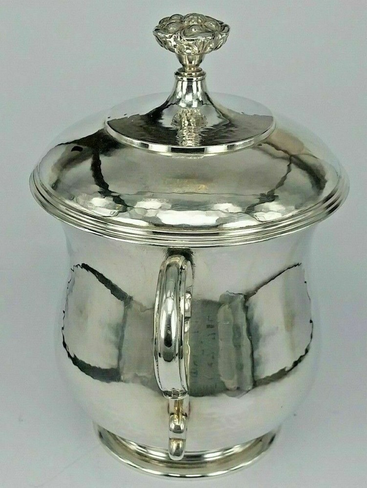 Omar Ramsden & Carr Solid silver porringer with lid by Cecil Walker 1917