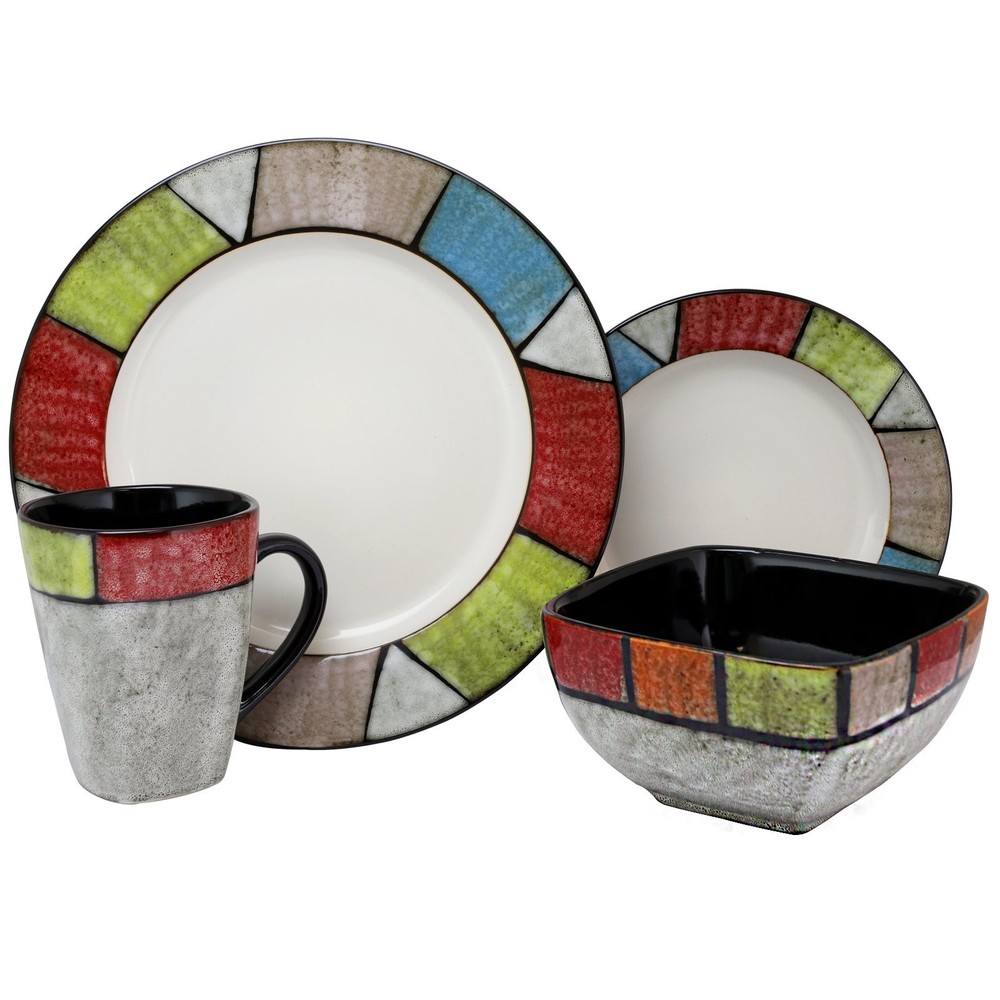 Elama's Country Cottage16 Piece Stoneware Dinnerware Set