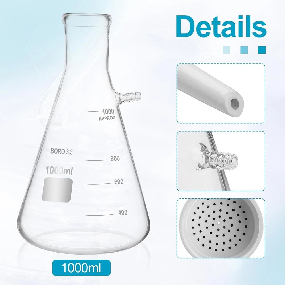 buchner funnel filtering kit vacuum filter flask set with 1000ml filter bott