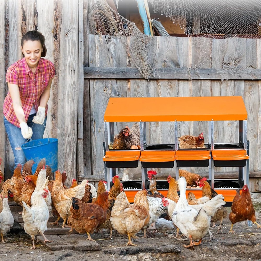 8 Compartments Chicken Nesting Box with Bracket 2 Layer Hens Eggs Laying Boxes