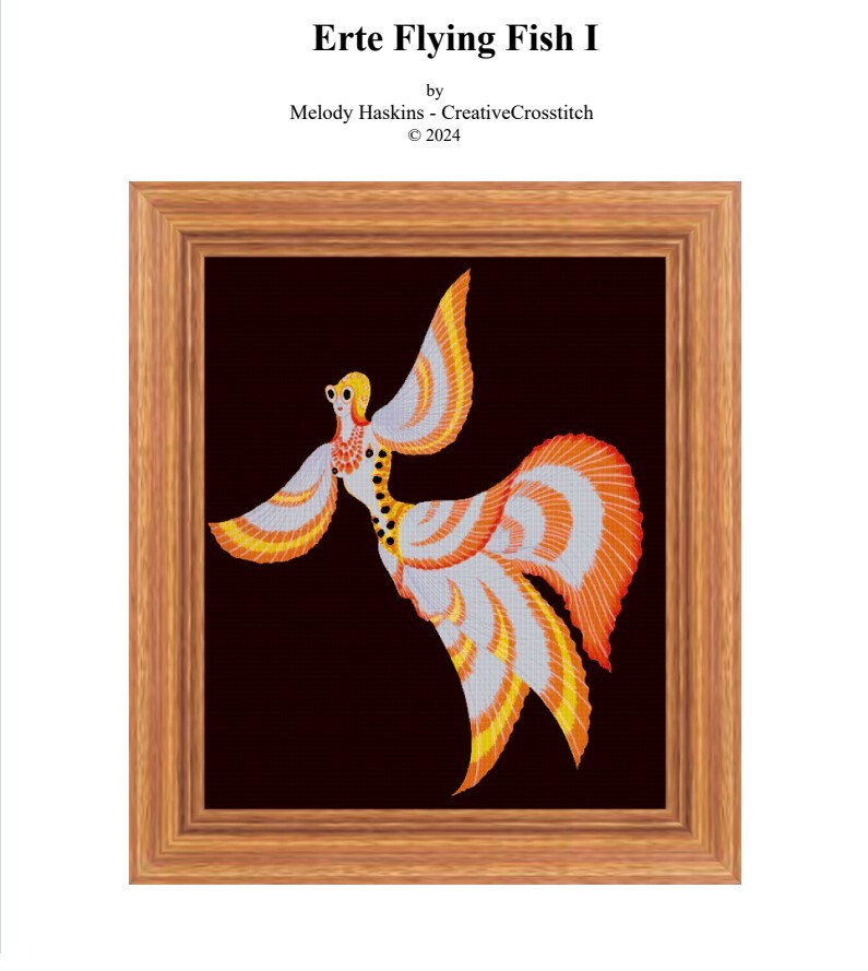 Erte Flying Fish I Cross Stitch Pattern Design + Photo + Pattern Keeper File