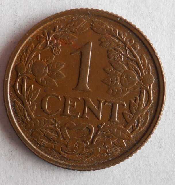 1938 NETHERLANDS CENT - Excellent Coin - FREE SHIP - Netherlands Bin #E